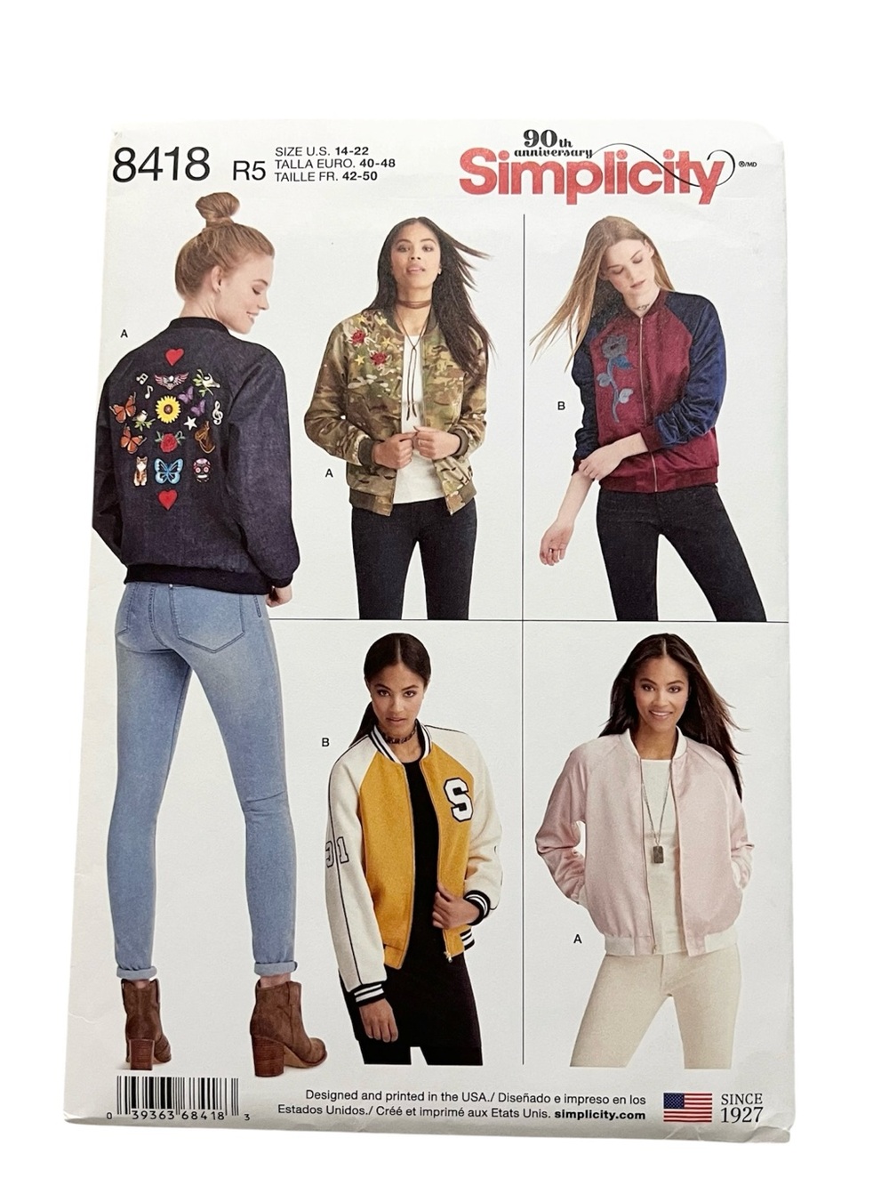 Simplicity 8418 Women’s Bomber Jacket Pattern Sz 14-22 Uncut